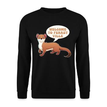 Frettchen Iltis Niedlich - Unisex Pullover - Schwarz - Vorne - Alina (178cm) & Michal (187cm)