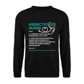 Infirmière correctionnelle Une personne qui résout l’argent mince - Sweat-shirt Unisexe - noir - Devant - Alina (178cm) & Michal (187cm)