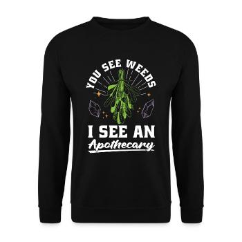 Herbalism You See Weeds I See Medicine Herbalist - Unisex Pullover - Schwarz - Vorne - Alina (178cm) & Michal (187cm)
