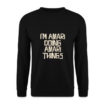 Je suis Amari en train de faire des choses Amari - Sweat-shirt Unisexe - noir - Devant - Alina (178cm) & Michal (187cm)