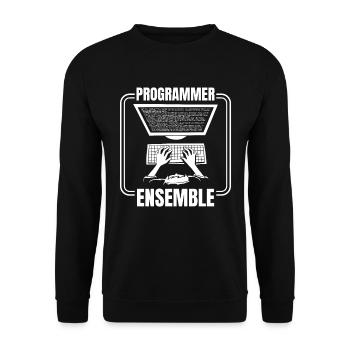Développeur, Codeur, Programmeur, Informatique - Sweat-shirt Unisexe - noir - Devant - Alina (178cm) & Michal (187cm)