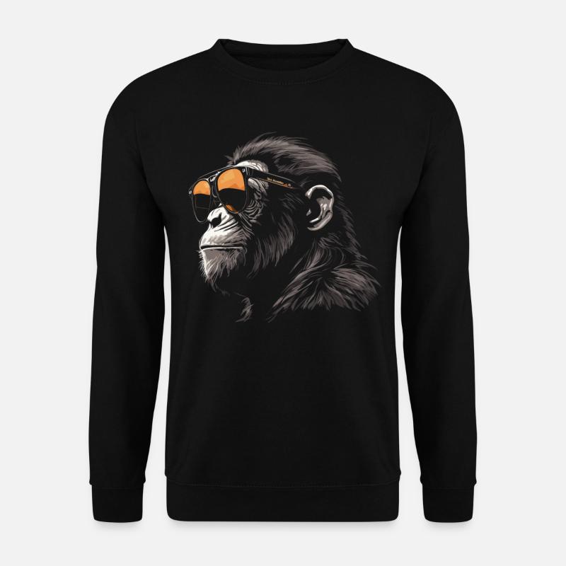 Schimpanse kühle Sonnenbrille - Unisex Pullover - Schwarz