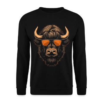Bison Cool Sunglasses - Unisex Sweatshirt - black - Front - Alina (178cm) & Michal (187cm)