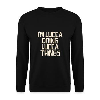 Je suis Lucca en train de faire des choses à Lucca - Sweat-shirt Unisexe - noir - Devant - Alina (178cm) & Michal (187cm)
