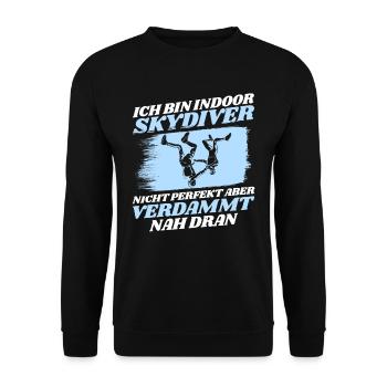 Indoor Skydiving Indoor Fallschirmspringen - Unisex Pullover - Schwarz - Vorne - Alina (178cm) & Michal (187cm)
