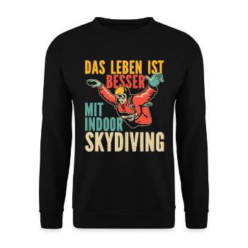 Indoor Skydiving Indoor Fallschirmspringen - Unisex Pullover - Schwarz - Vorne - Alina (178cm) & Michal (187cm)