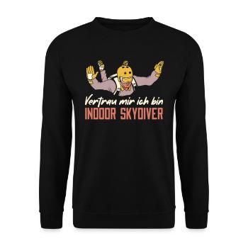 Indoor Skydiving Indoor Fallschirmspringen - Unisex Pullover - Schwarz - Vorne - Alina (178cm) & Michal (187cm)