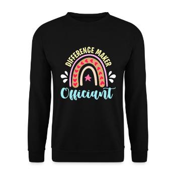 Officiant Difference Maker Officiant Counselor - Unisex Pullover - Schwarz - Vorne - Alina (178cm) & Michal (187cm)
