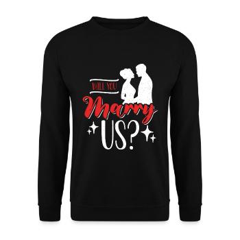 Célébrant Veux-tu nous épouser Célébrant de mariage - Sweat-shirt Unisexe - noir - Devant - Alina (178cm) & Michal (187cm)