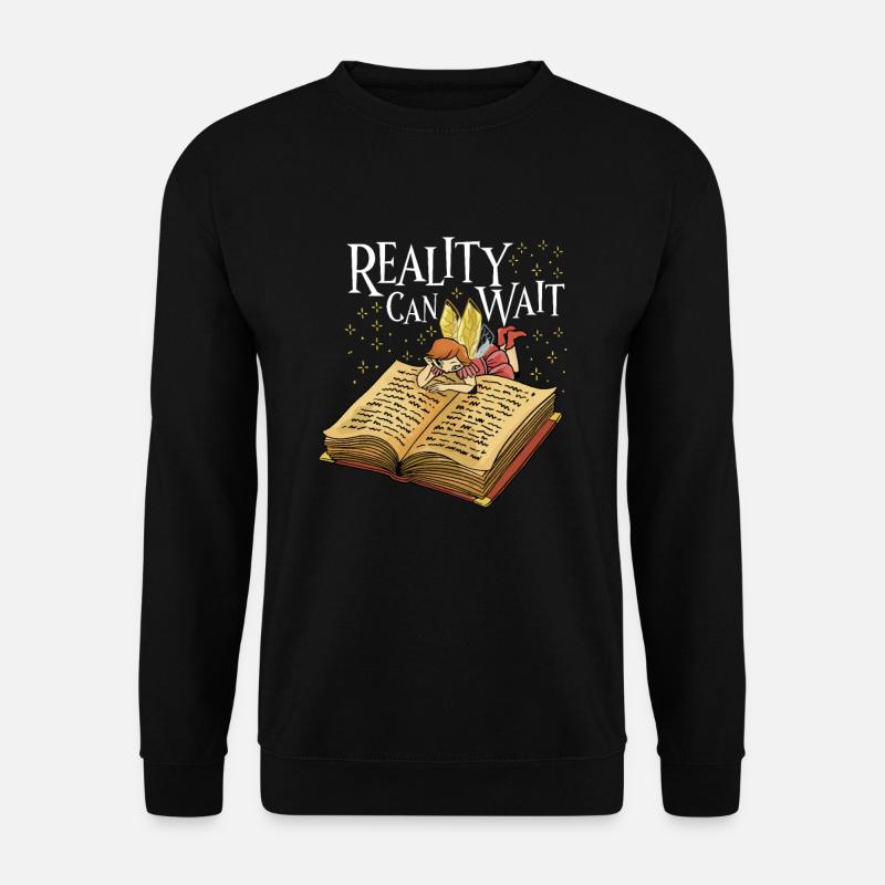 Buch Leseratte Bücherwurm Fee Buchfee - Unisex Pullover - Schwarz