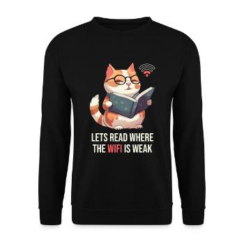 Book, Bookworm, Bookworm, Cat, Book Fairy - Unisex Sweatshirt - black - Front - Alina (178cm) & Michal (187cm)