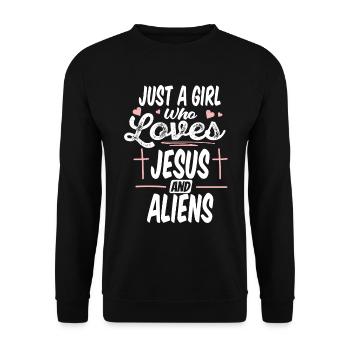 Christ Christianisme Humour Extraterrestre Jésus - Sweat-shirt Unisexe - noir - Devant - Alina (178cm) & Michal (187cm)