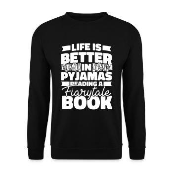 Buch Leseratte Bücherwurm Niedlich Buchfee - Unisex Pullover - Schwarz - Vorne - Alina (178cm) & Michal (187cm)