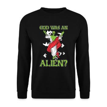 Christ Christentum Lustig Außerirdischer Jesus - Unisex Pullover - Schwarz - Vorne - Alina (178cm) & Michal (187cm)