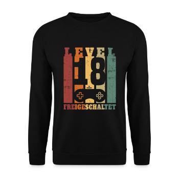 Niveau 18 Déverrouillé 18 Ans Anniversaire Cadeau - Sweat-shirt Unisexe - noir - Devant - Alina (178cm) & Michal (187cm)