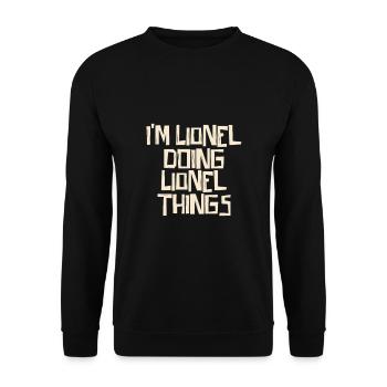 Je suis Lionel en train de faire des choses Lionel - Sweat-shirt Unisexe - noir - Devant - Alina (178cm) & Michal (187cm)