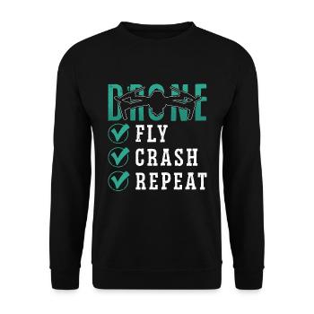 Drone Racing Fly Crash Repeat Fpv Race Quadcopter - Unisex Sweatshirt - black - Front - Alina (178cm) & Michal (187cm)