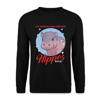 Hippo Baby Hippo Hippos Gift - Unisex Sweatshirt - black - Front - Alina (178cm) & Michal (187cm)
