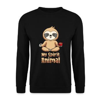 Faultier Niedlich Faultier Sonnenblume - Unisex Pullover - Schwarz - Vorne - Alina (178cm) & Michal (187cm)