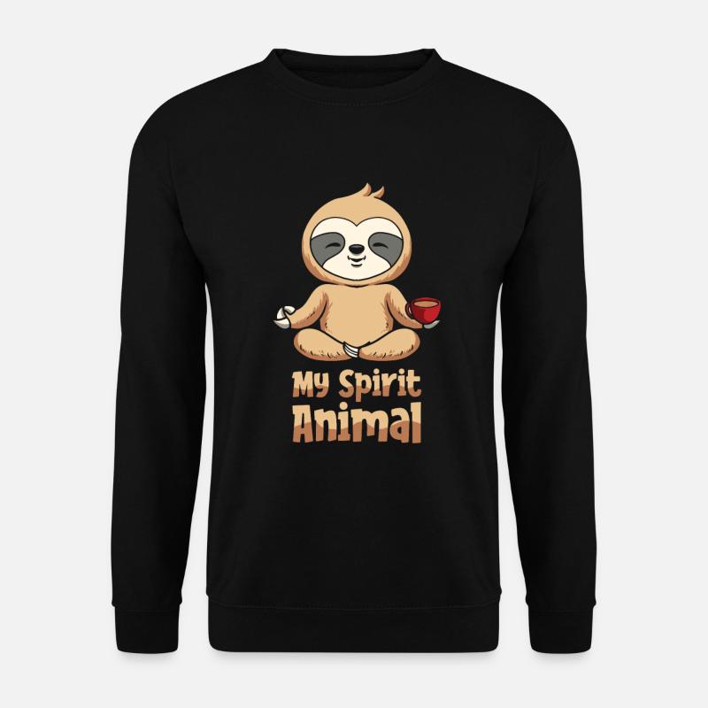 Faultier Niedlich Faultier Sonnenblume - Unisex Pullover - Schwarz