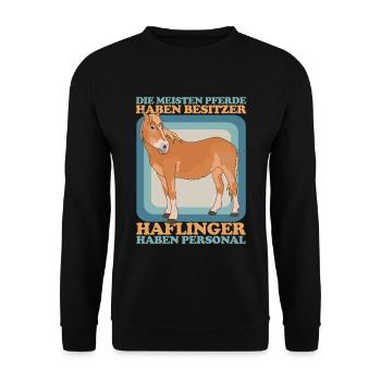 Haflinger Pferde Pferdebesitzer Haffi Geschenk - Unisex Pullover - Schwarz - Vorne - Alina (178cm) & Michal (187cm)