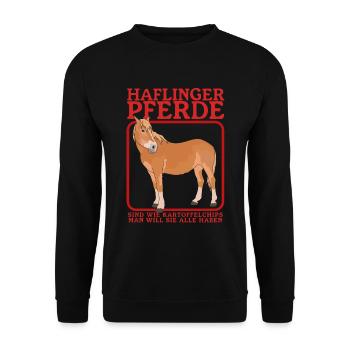 Haflinger Pferd | Haffi Pferdebesitzer Geschenk - Unisex Pullover - Schwarz - Vorne - Alina (178cm) & Michal (187cm)