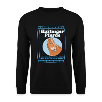 Haflinger Pferd Pferdebesitzer Haffi Geschenk - Unisex Pullover - Schwarz - Vorne - Alina (178cm) & Michal (187cm)