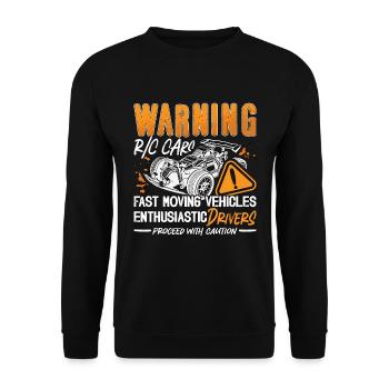 RC Model Racing Warning R/C Cars Fast Model Maker - Unisex Pullover - Schwarz - Vorne - Alina (178cm) & Michal (187cm)