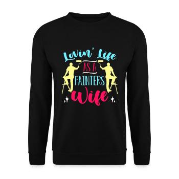 Painter Lovin' Life As A Painters Wife Paint Brush - Unisex Sweatshirt - black - Front - Alina (178cm) & Michal (187cm)