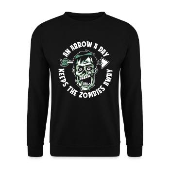 Zombie Halloween Lustig - Unisex Pullover - Schwarz - Vorne - Alina (178cm) & Michal (187cm)