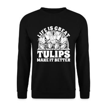 Tulpen Tulpen - Unisex Pullover - Schwarz - Vorne - Alina (178cm) & Michal (187cm)