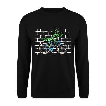 Mantis Gottesanbeterin Fahrrad - Unisex Pullover - Schwarz - Vorne - Alina (178cm) & Michal (187cm)