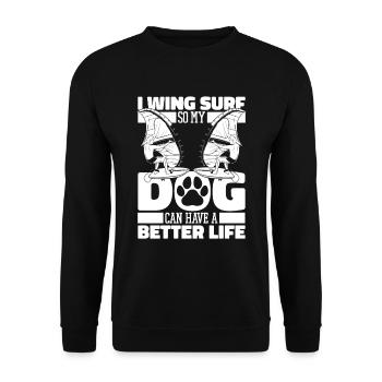 Wing Surf Wing Foil Hund - Unisex Pullover - Schwarz - Vorne - Alina (178cm) & Michal (187cm)