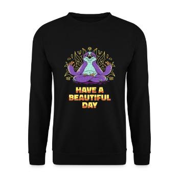 Faultier Meditation Faultier Yoga - Unisex Pullover - Schwarz - Vorne - Alina (178cm) & Michal (187cm)