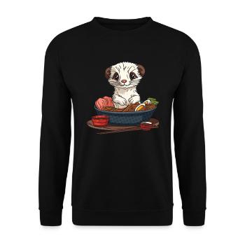 Ferret polecat ramen - Unisex Sweatshirt - black - Front - Alina (178cm) & Michal (187cm)