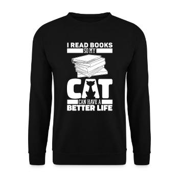 Livre, Rat de bibliothèque, Rat de bibliothèque, Chat - Sweat-shirt Unisexe - noir - Devant - Alina (178cm) & Michal (187cm)