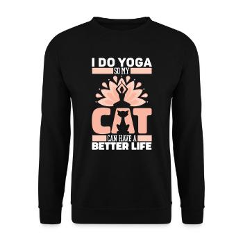 Chat de yoga - Sweat-shirt Unisexe - noir - Devant - Alina (178cm) & Michal (187cm)