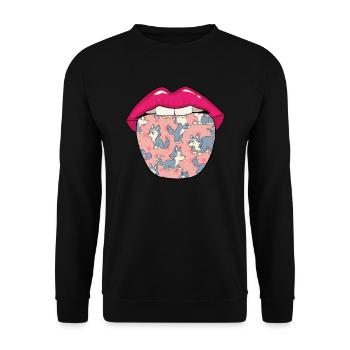 Wolf Tongue - Unisex Sweatshirt - black - Front - Alina (178cm) & Michal (187cm)
