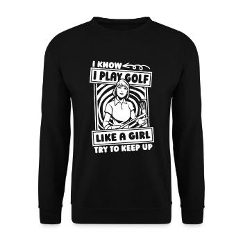 Golf Golfer Golfen - Unisex Pullover - Schwarz - Vorne - Alina (178cm) & Michal (187cm)