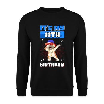 11. Geburtstag Geschenkidee 11 Jahre Geschenk - Unisex Pullover - Schwarz - Vorne - Alina (178cm) & Michal (187cm)