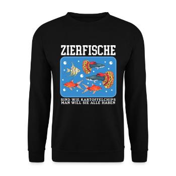 Aquarium Zierfisch Aquarianer Aquaristik Geschenk - Unisex Pullover - Schwarz - Vorne - Alina (178cm) & Michal (187cm)