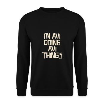 Je suis Avi en train de faire des choses Avi - Sweat-shirt Unisexe - noir - Devant - Alina (178cm) & Michal (187cm)