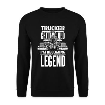 Lkw Fahrer Trucker Lastwagenfahrer Alter Trucker - Unisex Pullover - Schwarz - Vorne - Alina (178cm) & Michal (187cm)