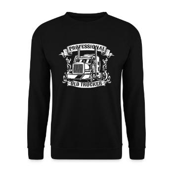 Lkw Fahrer Trucker Lastwagenfahrer Alter Trucker - Unisex Pullover - Schwarz - Vorne - Alina (178cm) & Michal (187cm)