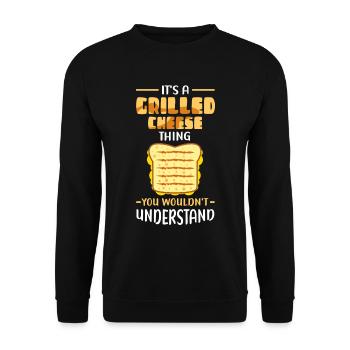 Grillkäse Käseliebhaber gegrillter Käse Geschenk - Unisex Pullover - Schwarz - Vorne - Alina (178cm) & Michal (187cm)