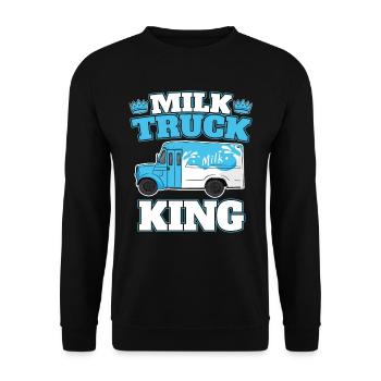 Wagon de lait de vache King Milk - Sweat-shirt Unisexe - noir - Devant - Alina (178cm) & Michal (187cm)