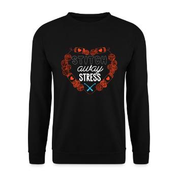 Crocheting Stitch Away Stress Crafting Needlework - Unisex Sweatshirt - black - Front - Alina (178cm) & Michal (187cm)