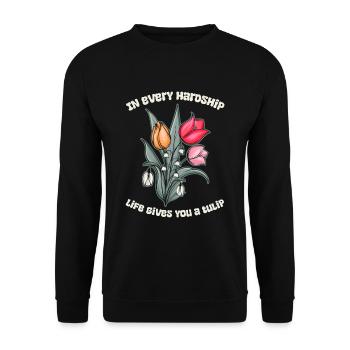 Tulips Cute - Unisex Sweatshirt - black - Front - Alina (178cm) & Michal (187cm)