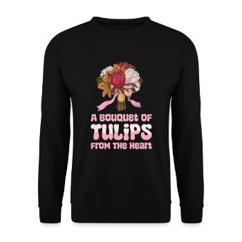 Tulips Cute - Unisex Sweatshirt - black - Front - Alina (178cm) & Michal (187cm)