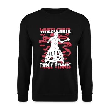 Tischtennis Pingpong Rollstuhl - Unisex Pullover - Schwarz - Vorne - Alina (178cm) & Michal (187cm)